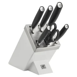 7-tlg, Messerblockset, Silber, Weiß