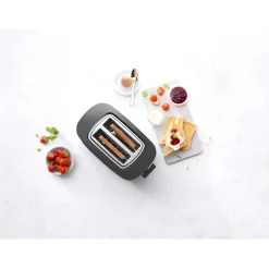 Toaster mit Br&ouml;tchenaufsatz, 2 Schlitze kurz, Schwarz