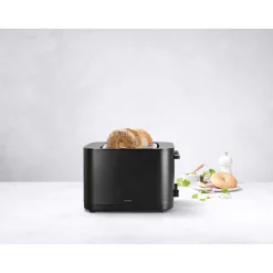 Toaster mit Br&ouml;tchenaufsatz, 2 Schlitze kurz, Schwarz
