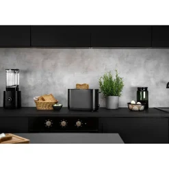 Toaster mit Br&ouml;tchenaufsatz, 2 Schlitze kurz, Schwarz