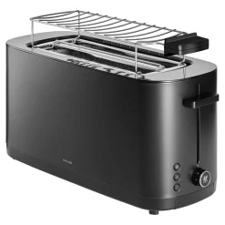 Toaster mit Br&ouml;tchenaufsatz, 2 Schlitze lang, Schwarz