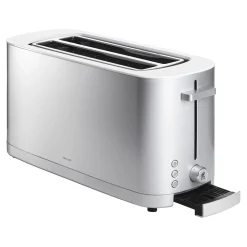 Toaster mit Brötchenaufsatz, 2 Schlitze lang, Silber