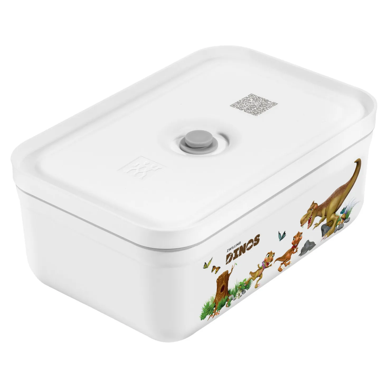 Vakuum Lunchbox DINOS L, Weiß-grau
