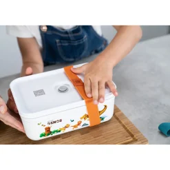 Vakuum Lunchbox DINOS L, Weiß-grau