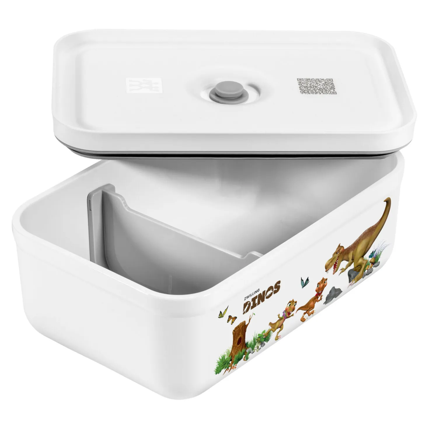 Vakuum Lunchbox DINOS L, Weiß-grau