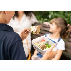 Vakuum Lunchbox DINOS M, Weiß-grau