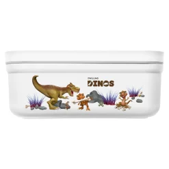 Vakuum Lunchbox DINOS M, Weiß-grau