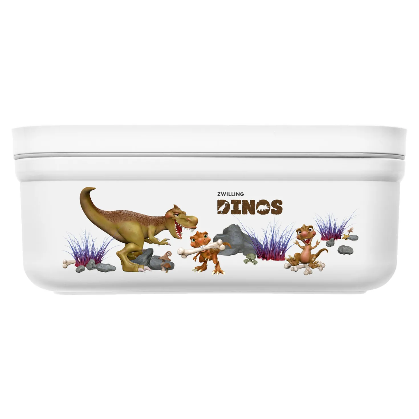 Vakuum Lunchbox DINOS M, Weiß-grau