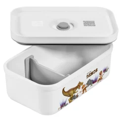 Vakuum Lunchbox DINOS M, Weiß-grau