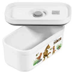 Vakuum Lunchbox DINOS S, Weiß-grau