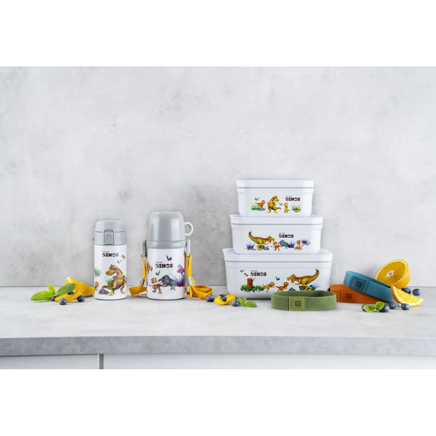 Vakuum Lunchbox DINOS S, Weiß-grau