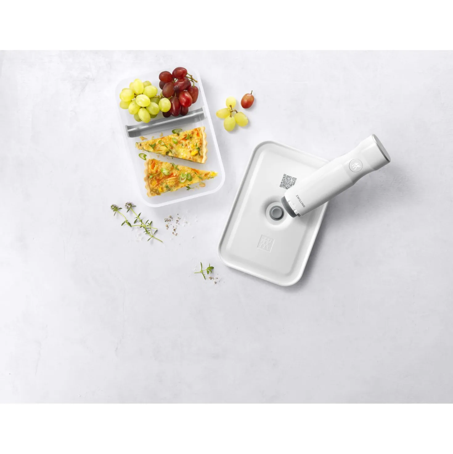 Vakuum Lunchbox L flach, Semitransparent-Grau