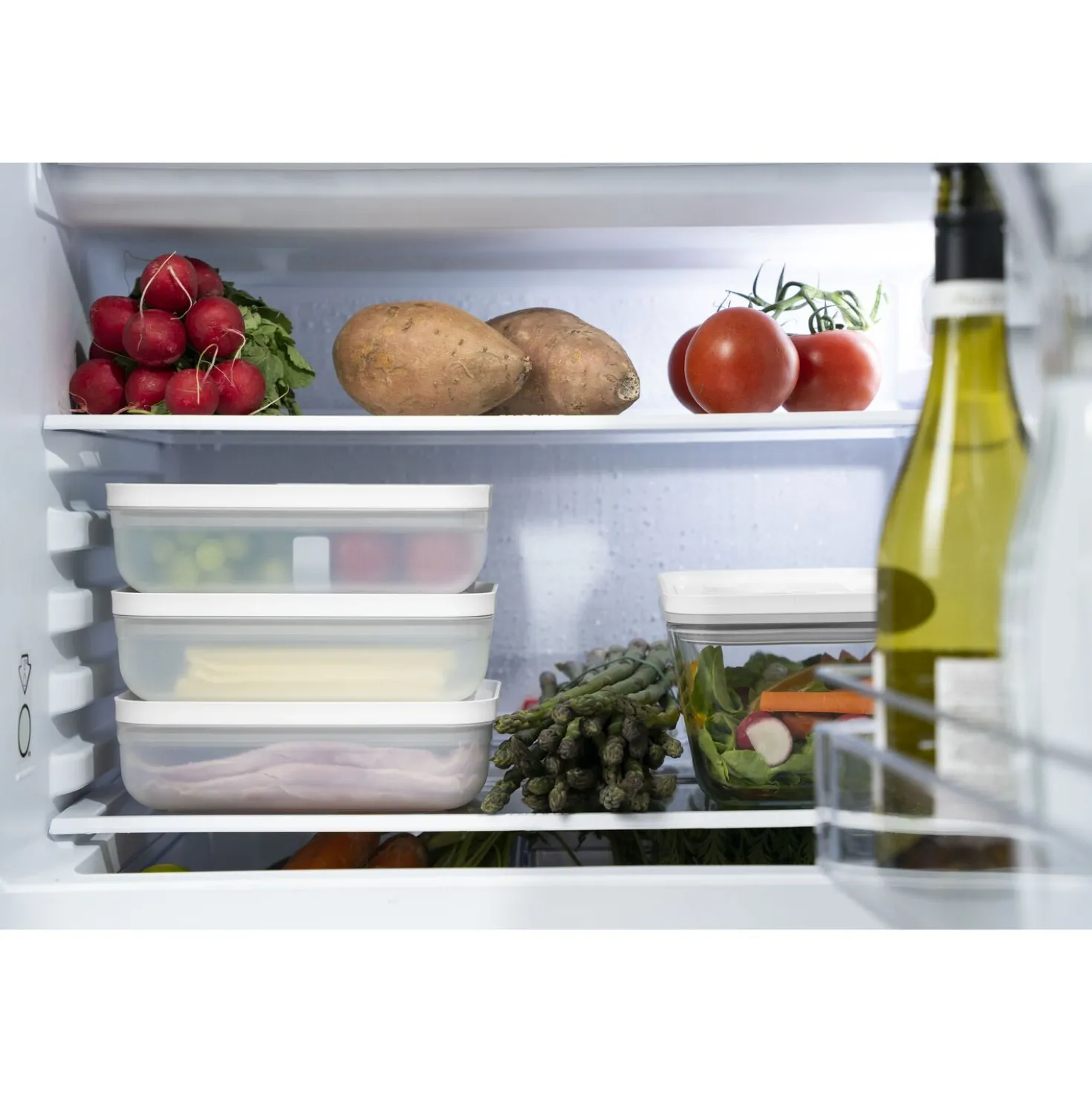 Vakuum Lunchbox L flach, Semitransparent-Grau