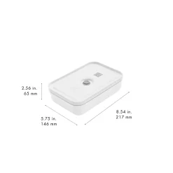 Vakuum Lunchbox L flach, Weiß-grau