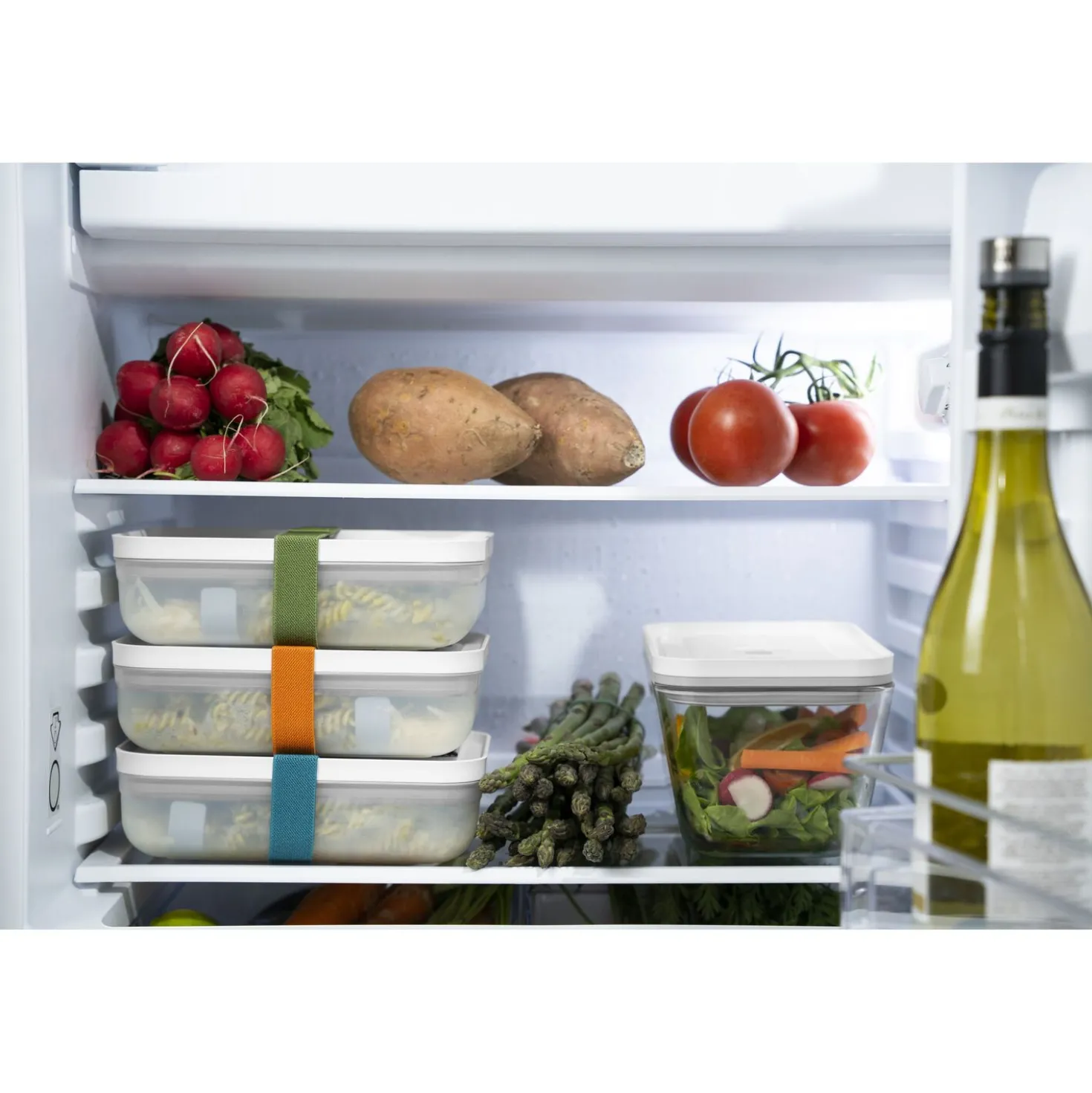 Vakuum Lunchbox Set, L flach / 6-tlg, Kunststoff, Semitransparent-Grau