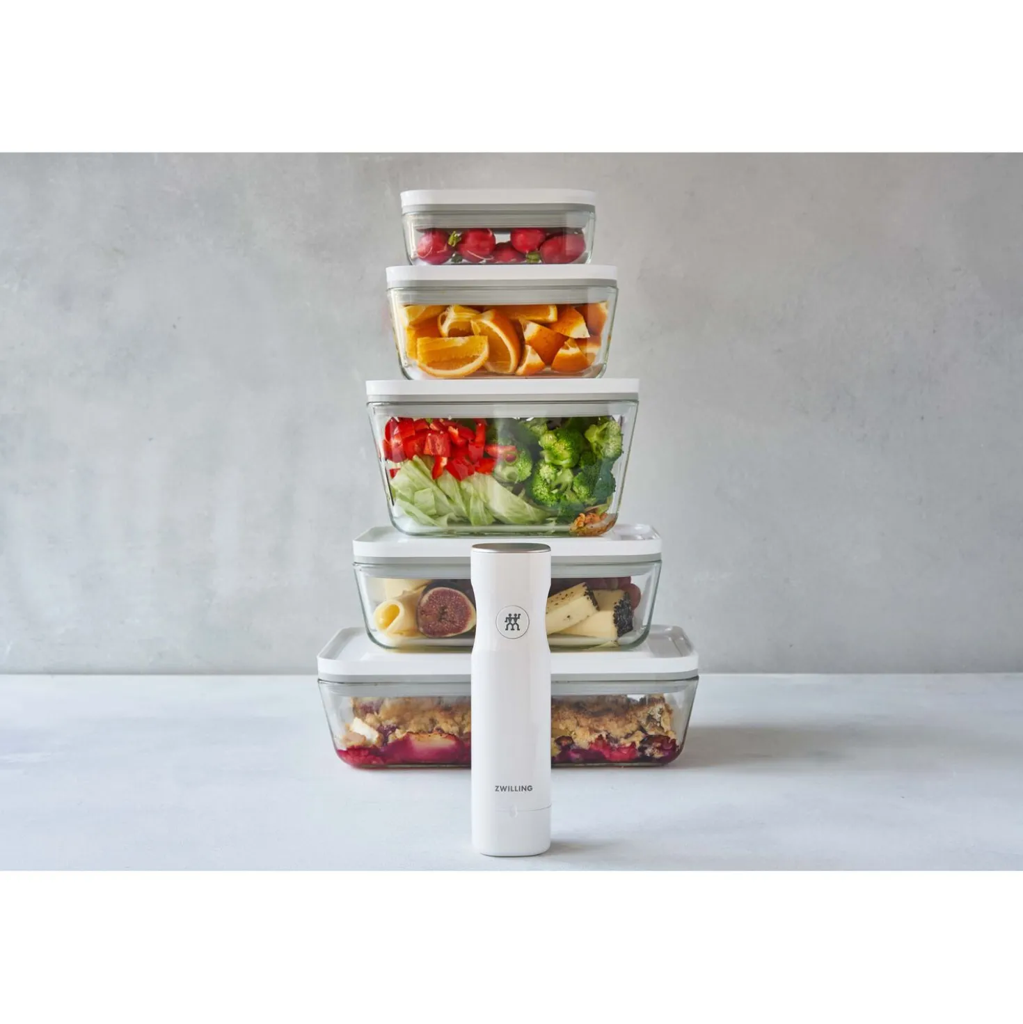 Vakuum Set, 21-tlg. / S/M/L, Grau/Transparent, Glas