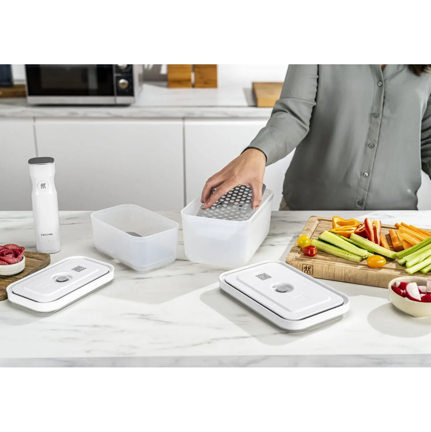 Vakuum Zubehörset Abtropfgitter für Kunststoffboxen , M/L / 2-tlg