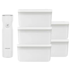 Vakuumbox & Pumpe Set, 6-tlg. / M, Grau/Weiß, Kunststoff