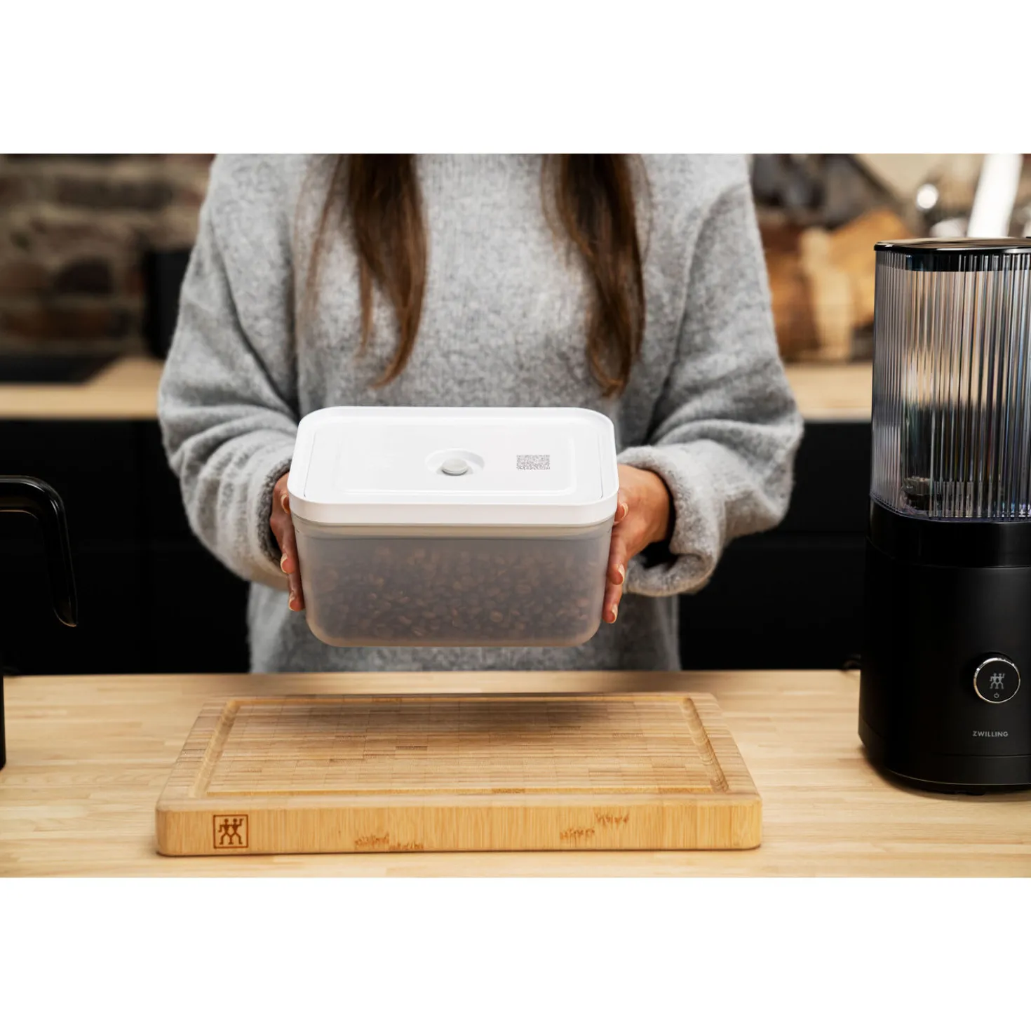 Vakuumbox L, Kunststoff, Semitransparent-Grau