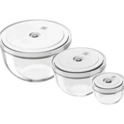 Vakuumschüssel Set S/M/L / 6-tlg, Glas, Transparent-Weiß