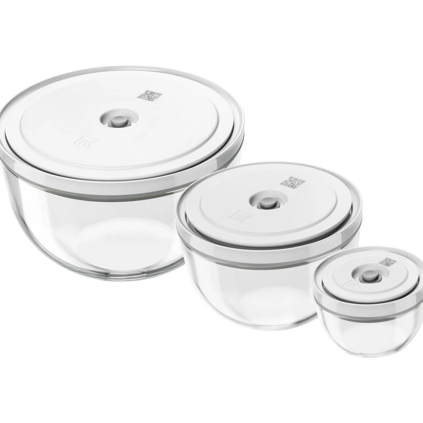 Vakuumschüssel Set S/M/L / 6-tlg, Glas, Transparent-Weiß