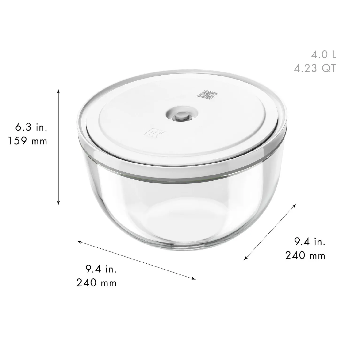 Vakuumschüssel Set S/M/L / 6-tlg, Glas, Transparent-Weiß