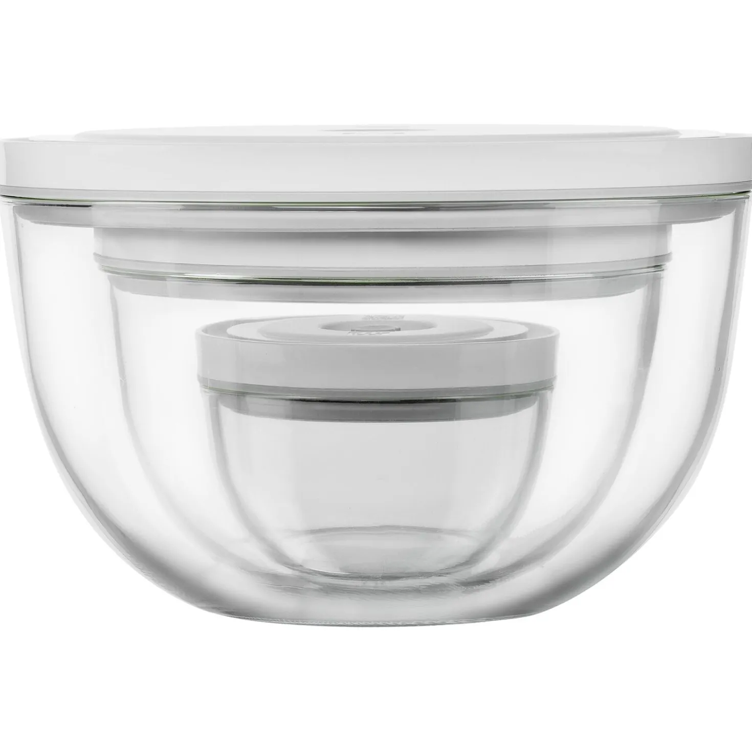 Vakuumschüssel Set S/M/L / 6-tlg, Glas, Transparent-Weiß