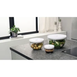 Vakuumschüssel Set S/M/L / 6-tlg, Glas, Transparent-Weiß