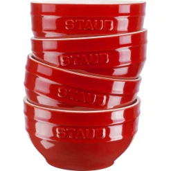 Vakuumschüssel Starterset, 15-tlg. / S/M/L, Kirsch-Rot/Transparent, Keramik/Glas