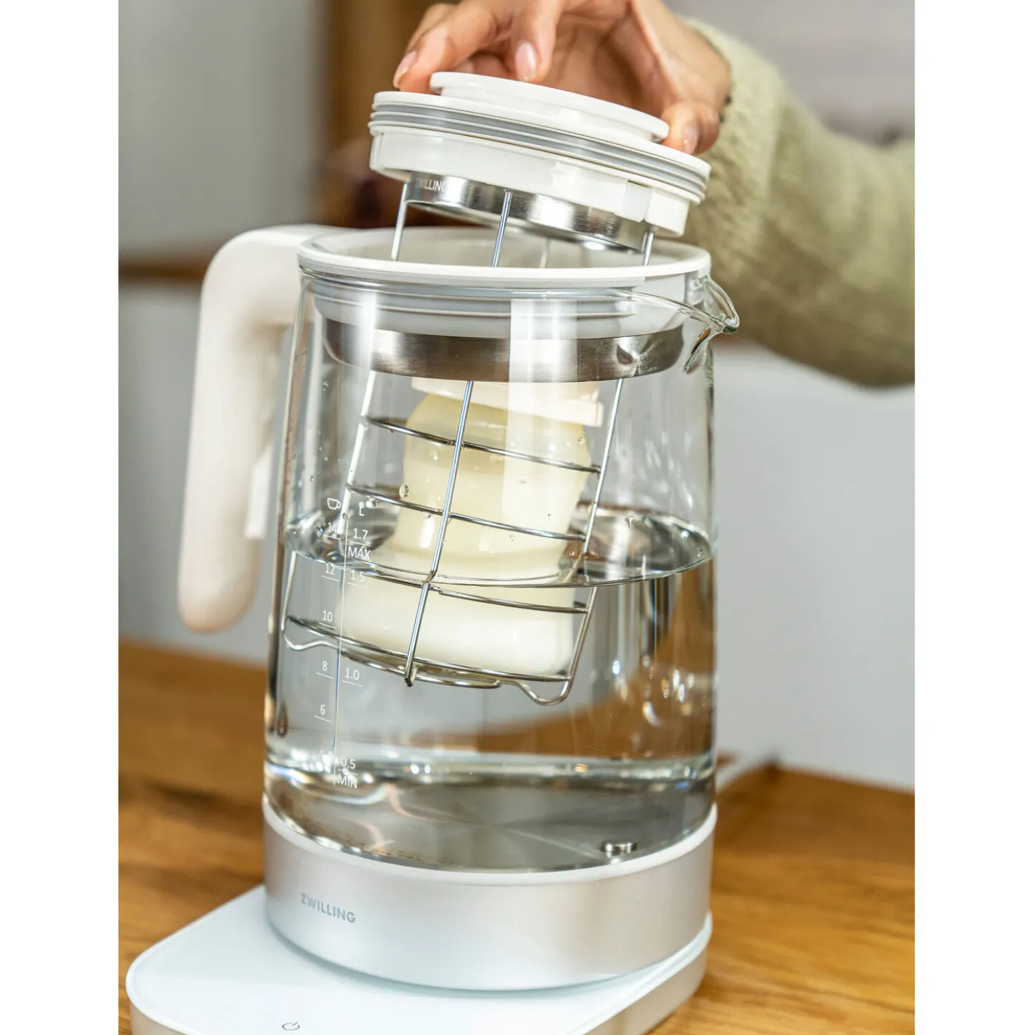 Wasserkocher & Baby-Nahrungseinsatz Set, 2-tlg. / 1,7 l, Schwarz, Glas/Edelstahl
