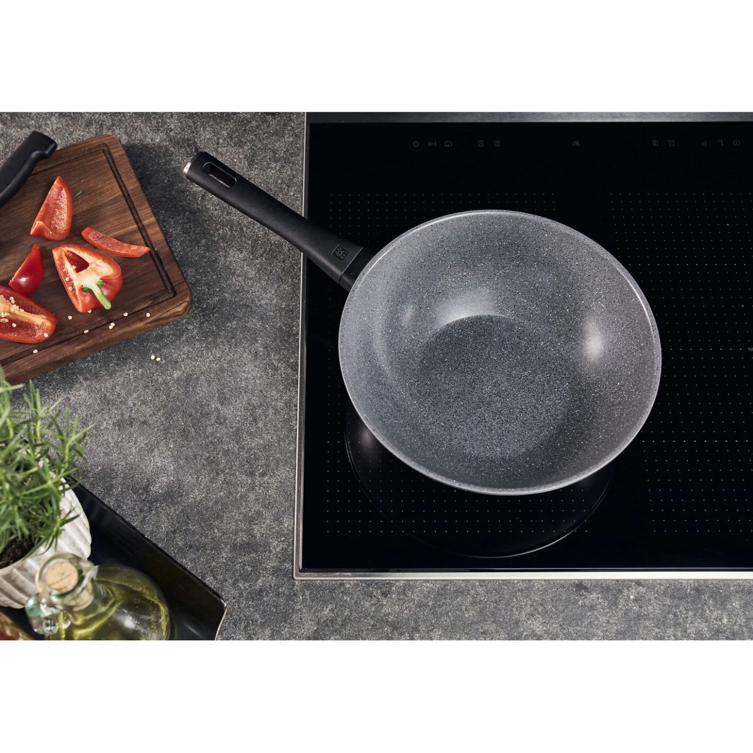 Wok, 28 cm, Aluminium, Titanverstärkte keramische Antihaftbeschichtung