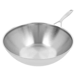 Wok flacher Boden, 30 cm, 18/10 Edelstahl