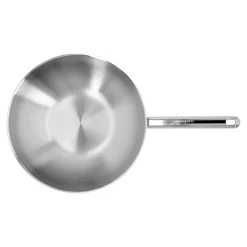 Wok flacher Boden 30 cm, 18/10 Edelstahl