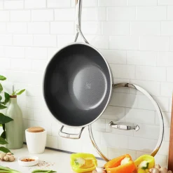Wok mit Deckel 30 cm, 18/10 Edelstahl