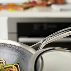 Wok mit Deckel 30 cm, 18/10 Edelstahl
