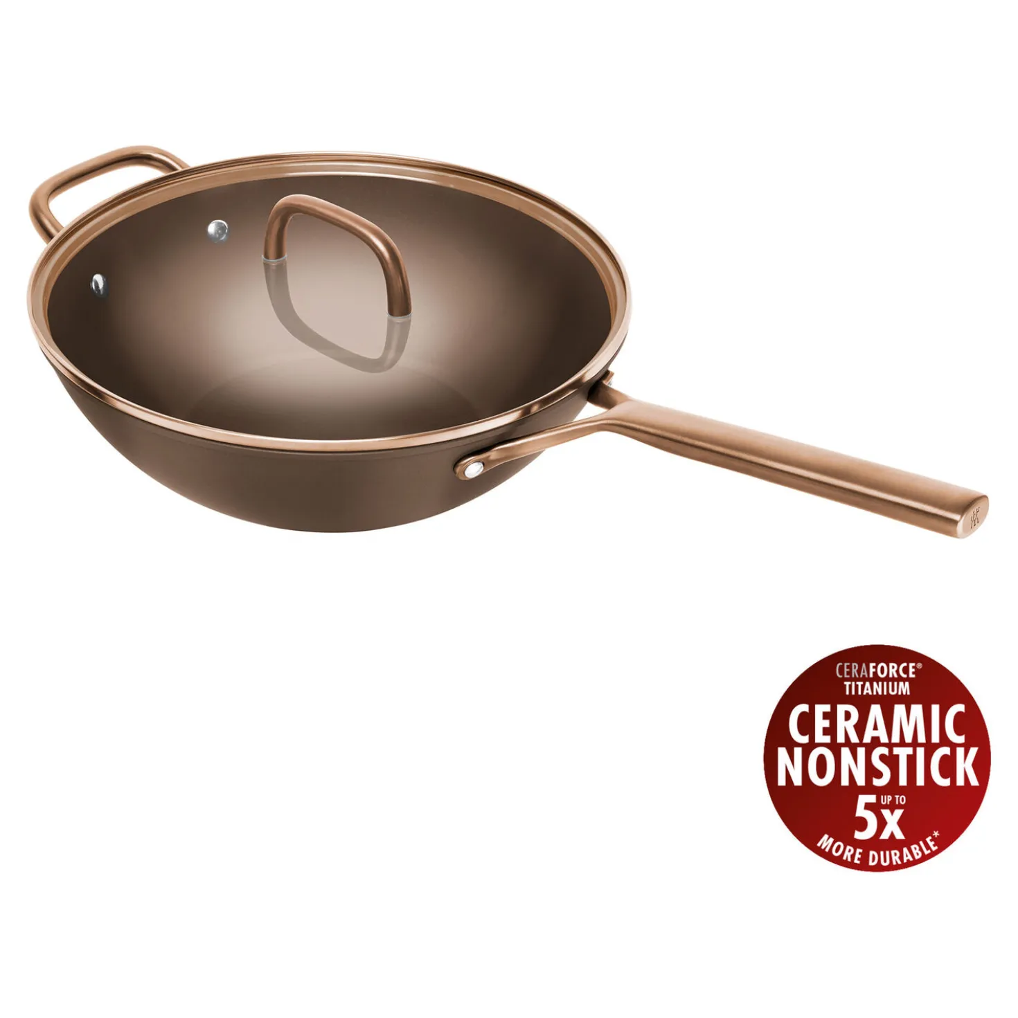 Wok mit Glasdeckel 30 cm, Aluminium