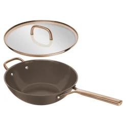 Wok mit Glasdeckel 30 cm, Aluminium