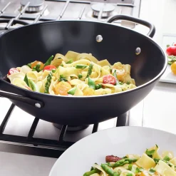 Wok mit Glasdeckel 30 cm, Aluminium