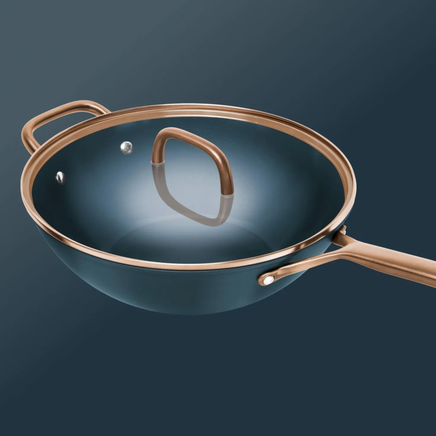 Wok mit Glasdeckel 30 cm, Aluminium