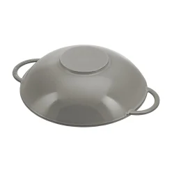 Wok mit Glasdeckel 37 cm, rund, Graphit-Grau, Gusseisen