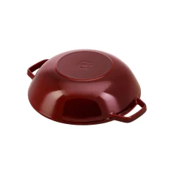 Wok mit Glasdeckel 30 cm, rund, Grenadine-Rot, Gusseisen