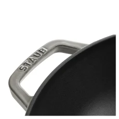 Wok mit Glasdeckel 30 cm, rund, Graphit-Grau, Gusseisen