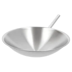 Wok runder Boden 36 cm, 18/10 Edelstahl