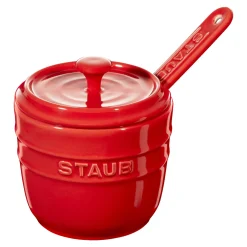 Zuckerdose 9 cm, rund, Kirsch-Rot, Keramik